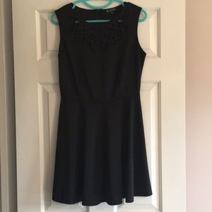 Black a-line fit and flare mini dress